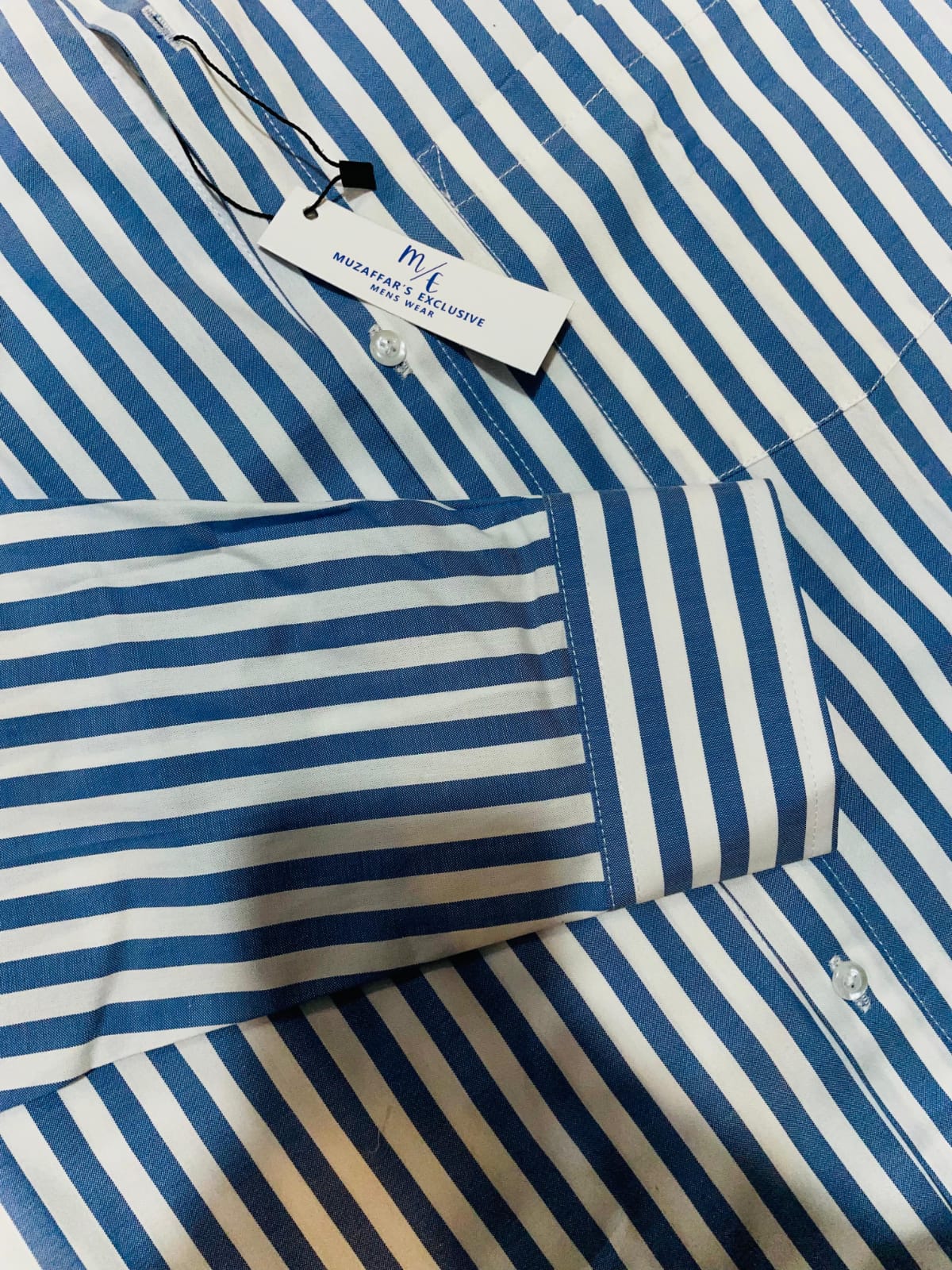 Blue & White Striped Formal Shirt